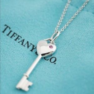 Tiffany Pink Sapphire Heart Key Necklace